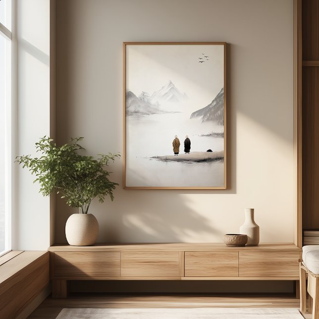 Two Monks Zen Ink Minimalist Wall Art (Creator Uploaded)