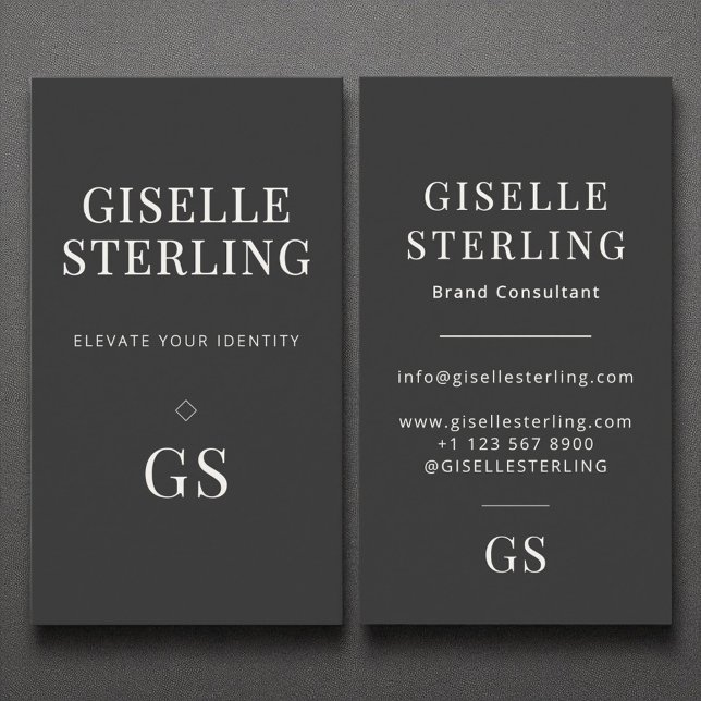 Two Monogram Modern Elegant Minimalist Charcoal Business Card (Creator Uploaded)