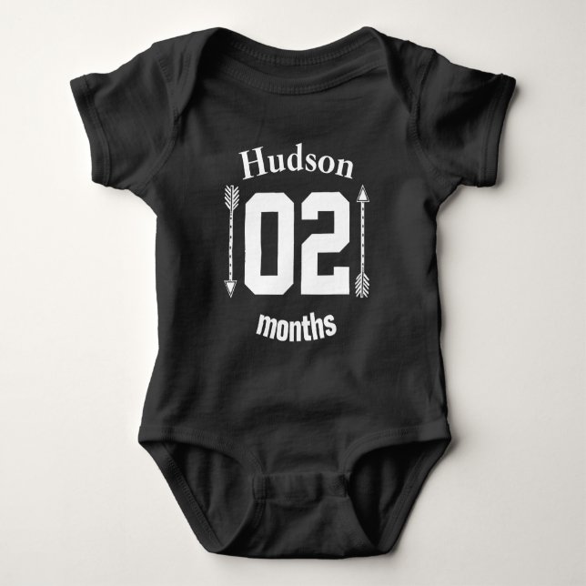 Two Months Old Arrows Baby Boy Personalized Bodysuit (Front)