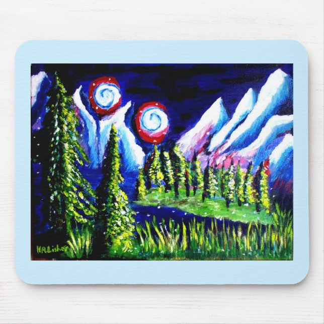 Two moons mountains Lisher art Mouse Pad (Front)