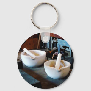 Two Mortars and Pestles in Lab Keychain