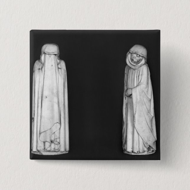 Two Mourners 2 Inch Square Button (Front)