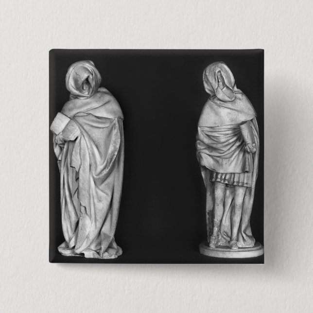 Two Mourners 2 Inch Square Button (Front)