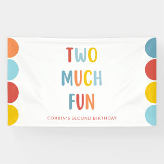 Two Much Fun 2nd Birthday Party Banner