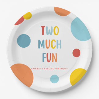 Two Much Fun Colorful 2nd Birthday Party Plates