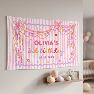 Two Much Fun Girl Birthday Banner