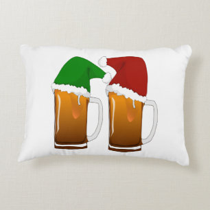 Two Mugs of Christmas Beer Cheer Decorative Pillow