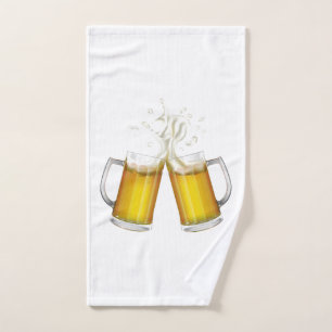 Two mugs with a light beer. hand towel