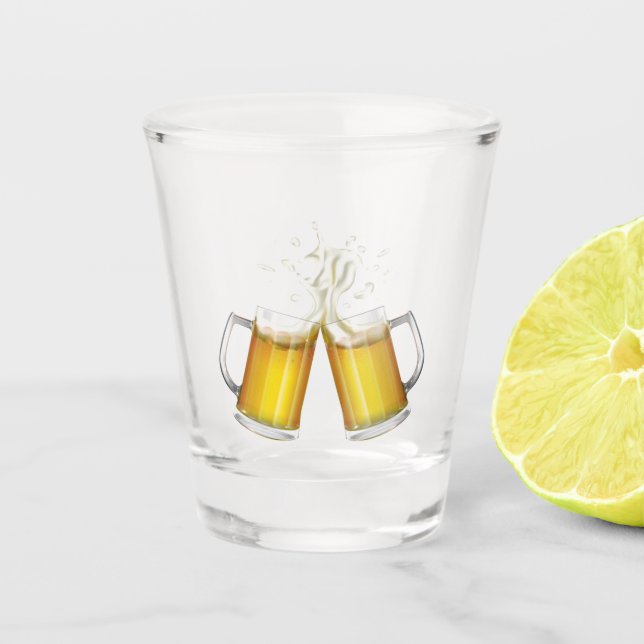 Two mugs with a light beer. shot glass (Front)