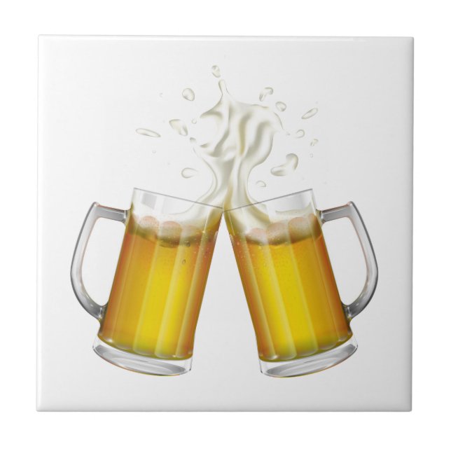 Two mugs with a light beer. tile (Front)