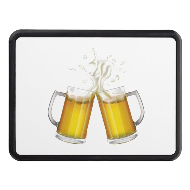 Two mugs with a light beer. trailer hitch cover (Front)