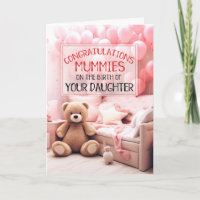 TWO MUMMIES Pink New Baby Congratulations