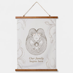 Two mums baby shower hanging tapestry