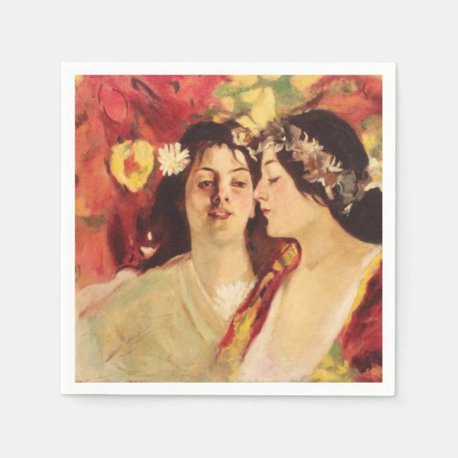 Two Muses of Spring (by Stefan Luchian) Napkin (Front)