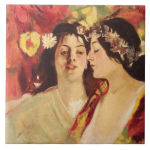 Two Muses of Spring (by Stefan Luchian) Tile