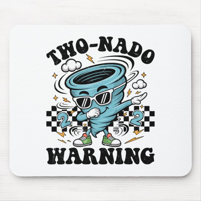 Two nado warning tornado 2nd birthday 2 year old mouse pad (Front)