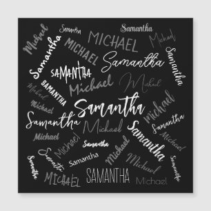 Two names couple pattern monogram black grey white