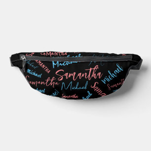 Two names couples pattern monogram blue light pink fanny pack