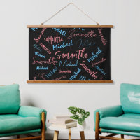 Two names couples pattern monogram blue light pink