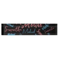 Two names couples pattern monogram blue light pink