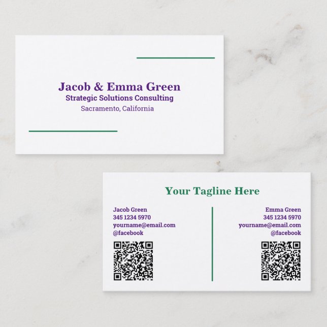 Two Names Custom QR Business Card (Front/Back)