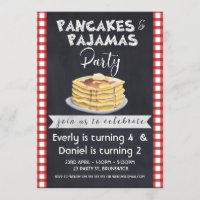 Two Names Pancakes Pjs Birthday Invitation