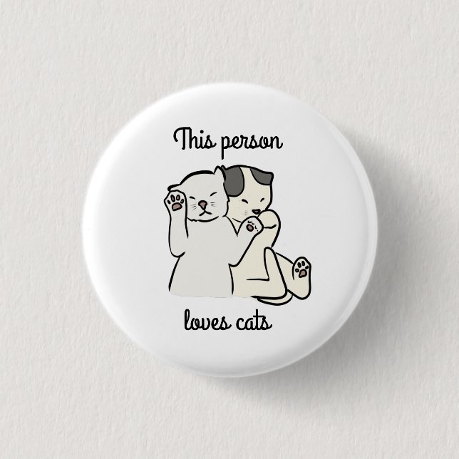 Two Newborn Kittens Cartoon Drawing Cat Lover 1 Inch Round Button (Front)