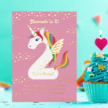 Two nicorn Unicorn Second Birthday Party<br><div class="desc">2-nicorn illustration of number two unicorn with rainbow hair and gold horn,  and wings with gold stars; custom colour on the front and back.</div>