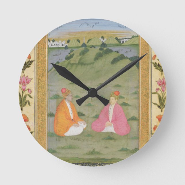 Two nobles seated in a landscape, from the Small C Round Clock (Front)