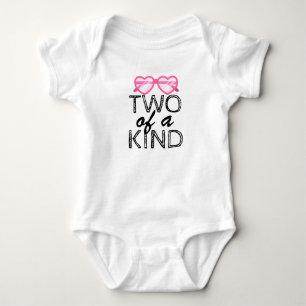 Two of a kind, girls twin baby, quote baby grow bodysuit