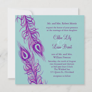 Two of a Kind Peacock Feathers Invitation