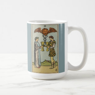 Two of Cups Tarot Art Latte Cup