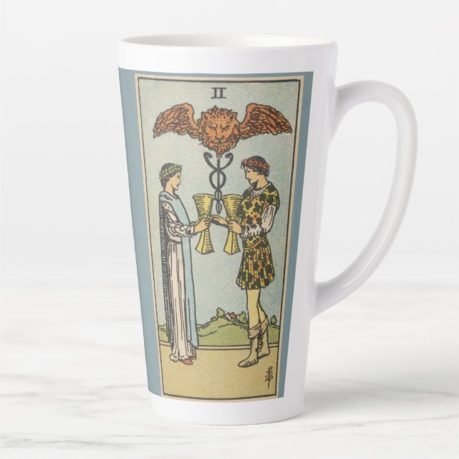 Two of Cups Tarot Art Latte Cup (Right)