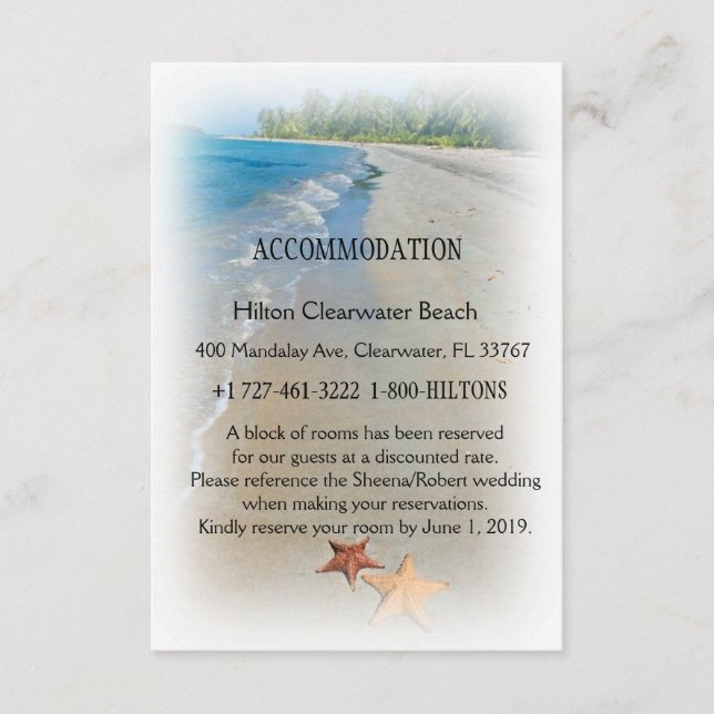 Two of Us | Beach Wedding Accommodation Directions Enclosure Card (Front)