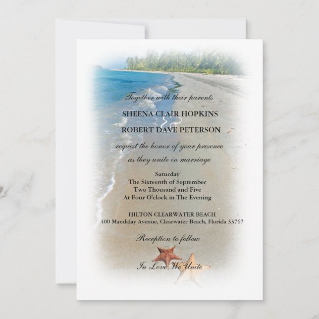 Two of Us | Ocean Love Starfish Wedding Invitation (Front)