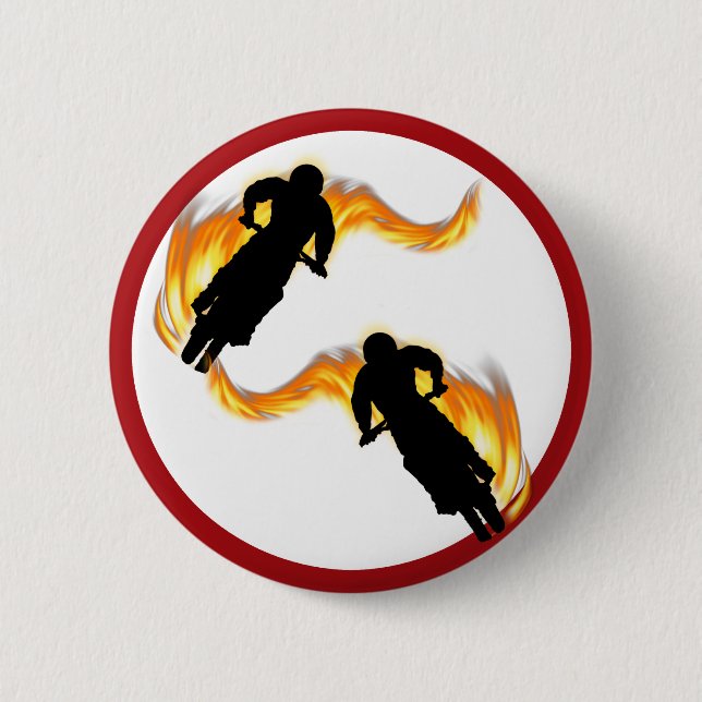 Two Off Road Dirt Bikes with Flames 2 Inch Round Button (Front)