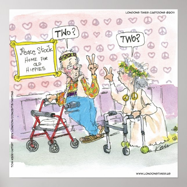 Two Old Hippies Funny Poster by Rick London (Front)