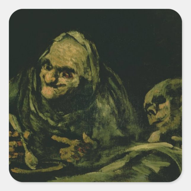 Two Old Men Eating Square Sticker (Front)