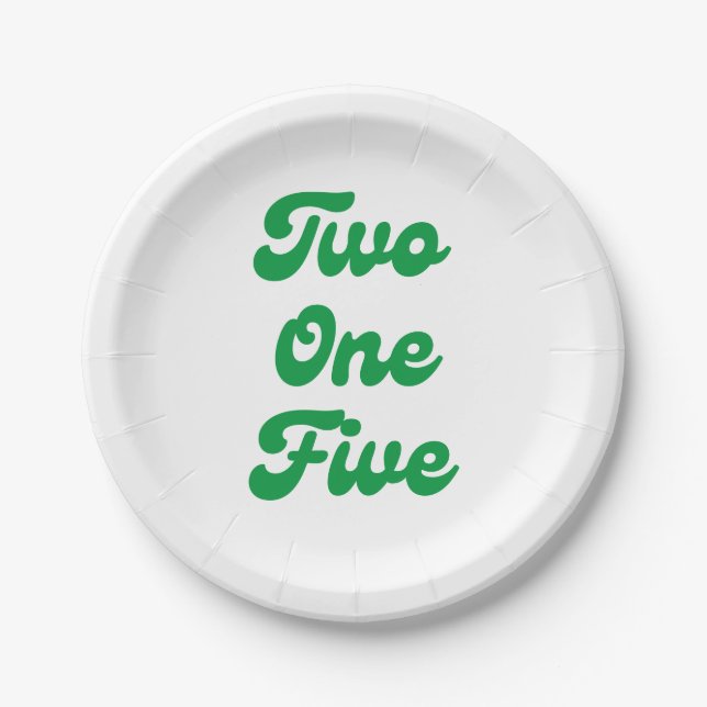 Two One Five Philly Area Code  Paper Plate (Front)