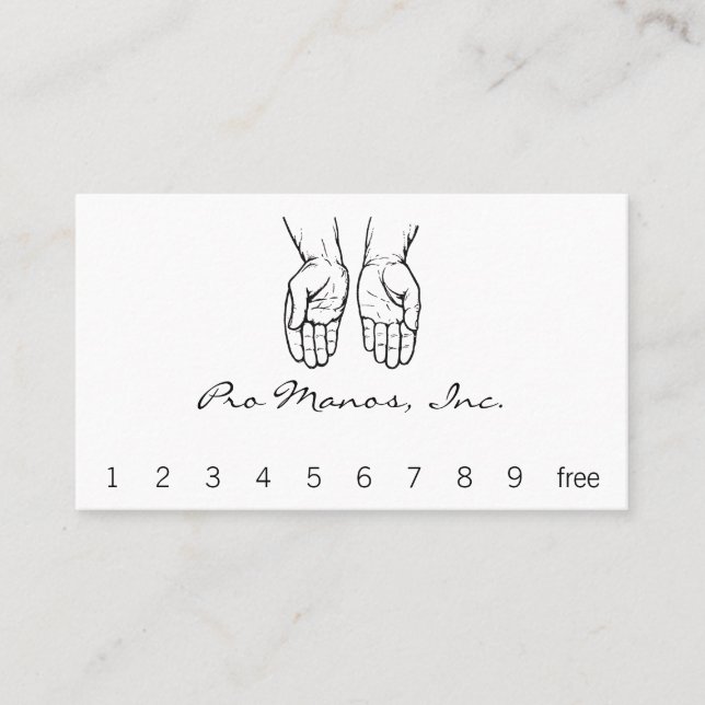 Two Open Hands (Black and White) Loyalty Card (Front)