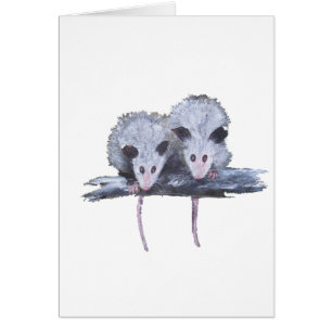 "Two Opossums" Vertical Postcard