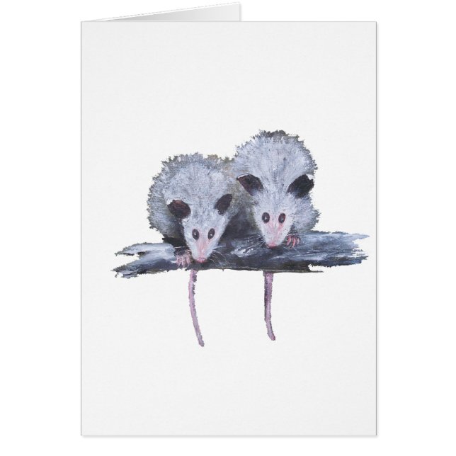 "Two Opossums" Vertical Postcard (Front)