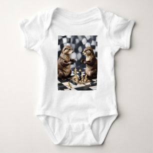 Two Otters Playing Chess,  Baby Bodysuit
