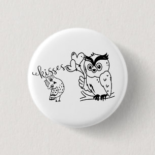 Two Owl 1 Inch Round Button