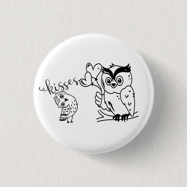 Two Owl  1 Inch Round Button (Front)