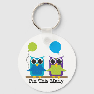 Two Owls I'm This Many Birthday Tshirts Keychain