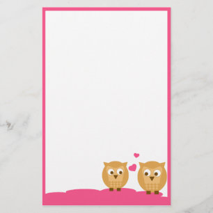 Two Owls in Love Stationery