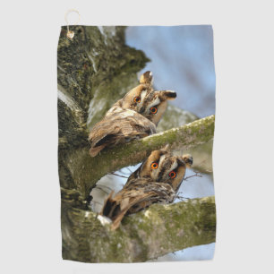 Two Owls in the Woods, birds, wildlife Golf Towel