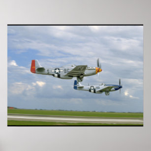 Two P51 Mustangs Flying By._WWII Planes Poster