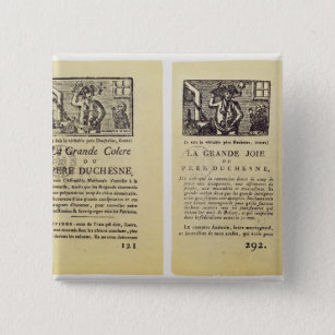 Two pages from 'La Grande Colere de Pere 2 Inch Square Button